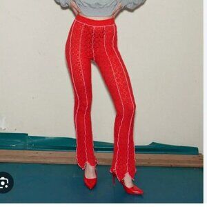 NEVER WORN Fashion Brand Company Red Daisy Lace Leaf Pants